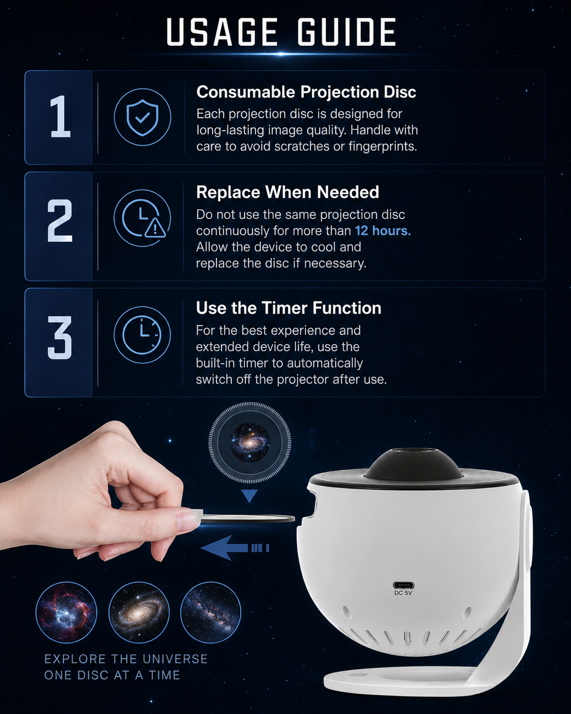 4K Galaxy Projector | 12 Premium Film Discs & Adjustable Focus