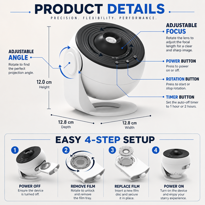 4K Galaxy Projector | 12 Premium Film Discs & Adjustable Focus